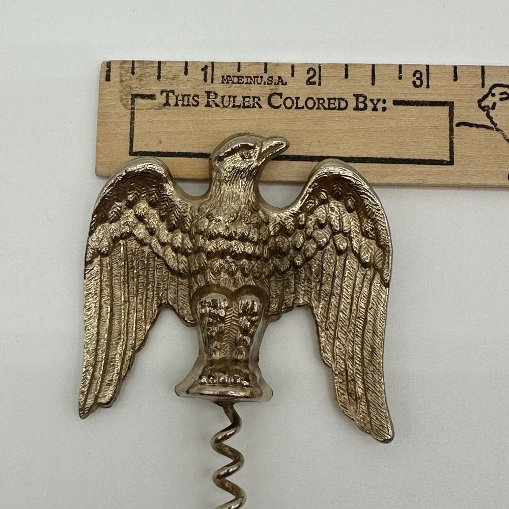 Vintage Eagle Corkscrew Brass Metal Spread Wing Wine Bottle Opener Patriotic